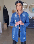 Veste denim à tags