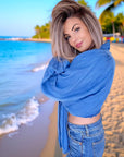 🔥Blouse blue crop top
