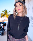 Tee-shirt dentelle noir