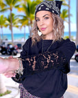 Tee-shirt dentelle noir