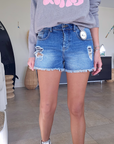 Short en denim bleu