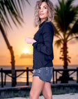 Short denim noir gris