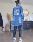 Veste denim à tags