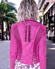 Veste suédine framboise