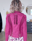Veste suédine framboise