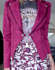 Veste suédine framboise