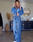 🔥Blouse blue crop top