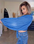 🔥Blouse blue crop top
