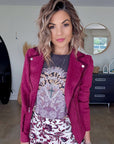 Veste suédine framboise