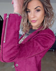 Veste suédine framboise