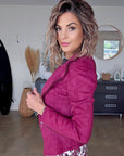 Veste suédine framboise