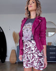 Veste suédine framboise