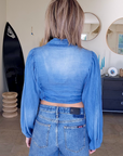 🔥Blouse blue crop top