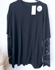 T-shirt noir manches dentelles - 𝐌𝐚𝐫𝐢𝐧𝐚𝟒𝟒𝐟𝐚𝐦𝐢𝐥𝐲