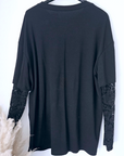 T-shirt noir manches dentelles - 𝐌𝐚𝐫𝐢𝐧𝐚𝟒𝟒𝐟𝐚𝐦𝐢𝐥𝐲