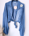 🔥Blouse blue crop top