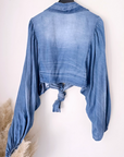 🔥Blouse blue crop top