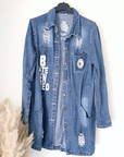 Veste denim à tags