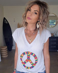 Tee-shirt perles peace love