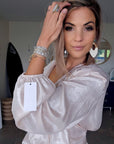 Robe beige et argentée