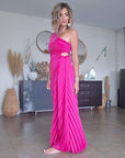 Robe asymétrique fuchsia