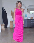 Robe asymétrique fuchsia