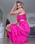 Robe asymétrique fuchsia