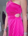 Robe asymétrique fuchsia