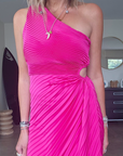 Robe asymétrique fuchsia