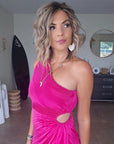Robe asymétrique fuchsia