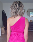 Robe asymétrique fuchsia