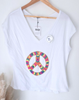 Tee-shirt perles peace love