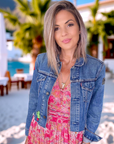 Veste denim écussons