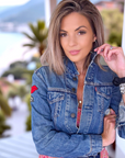 Veste denim écussons