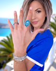Bague pierre bleue