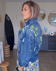 Veste en jean tag fluo