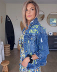 Veste en jean tag fluo