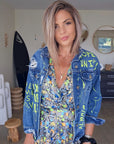 Veste en jean tag fluo