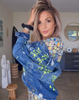 Veste en jean tag fluo