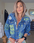 Veste en jean tag fluo