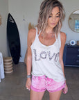 Short en denim rose