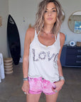 Short en denim rose