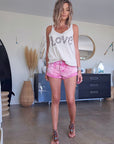 Short en denim rose