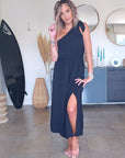 Robe asymétrique & ceinture ruban