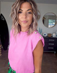 Pull rose casual-chic