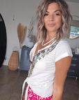 T-shirt hippie à perles