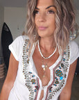 T-shirt hippie à perles