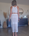 Ensemble blanc top & jupe en crochet