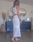 Ensemble blanc top & jupe en crochet