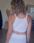 Ensemble blanc top & jupe en crochet